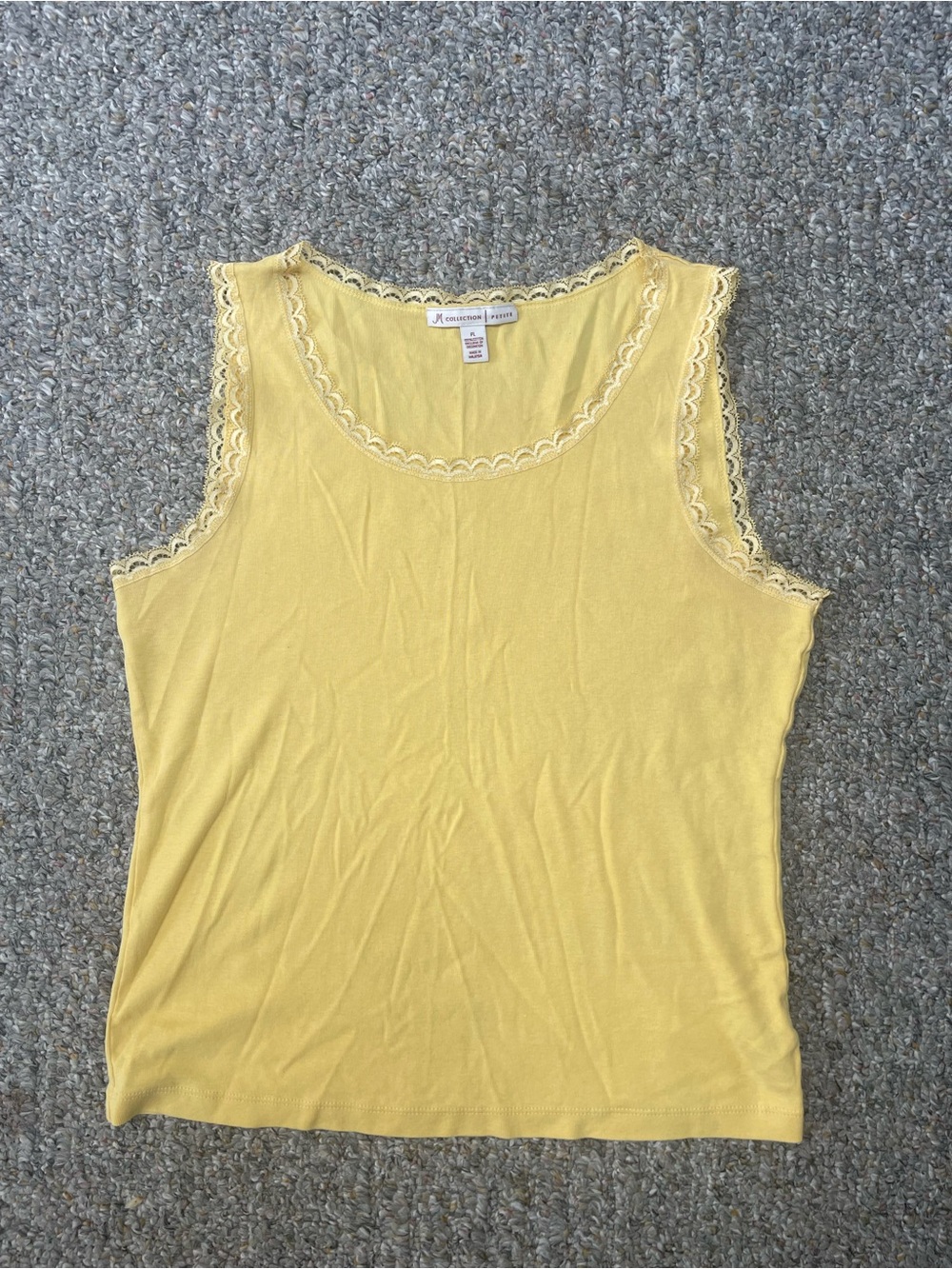 JM Collection Yellow Lace-Trim Tank Top
